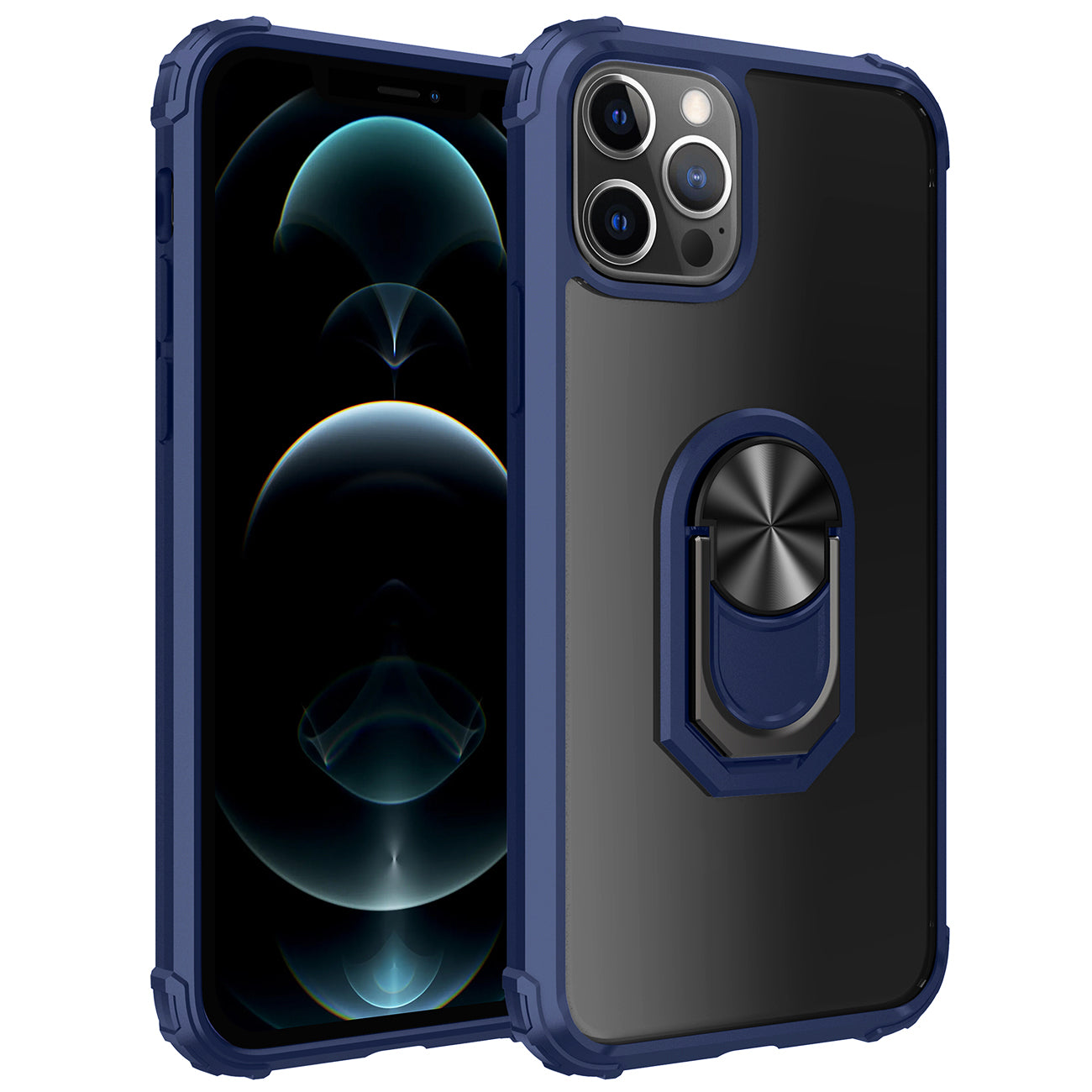 Kickstand Ring Holder TPU Shockproof Case With Magnetic Car MountAPPLE IPHONE 12/IPHONE 12 PRO In Blue